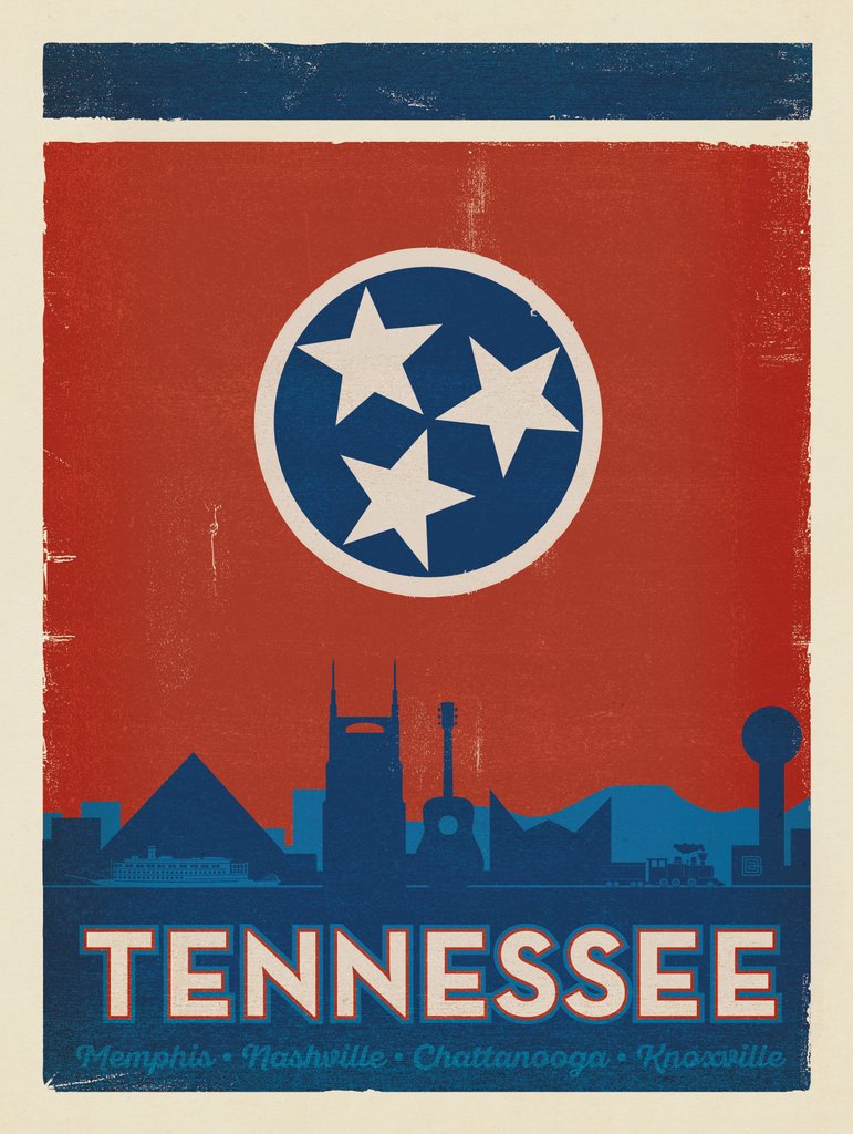 State Flag: Cities of TN - Postcards - Artwork