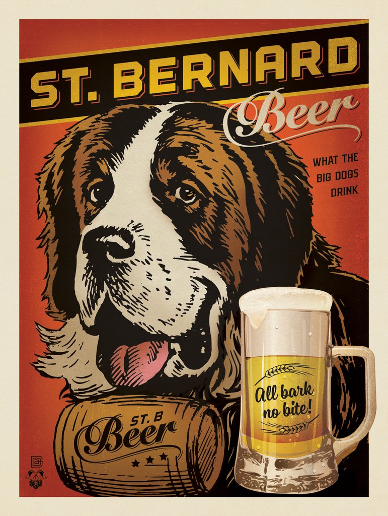 St. Bernard Beer - Notecards - Artwork