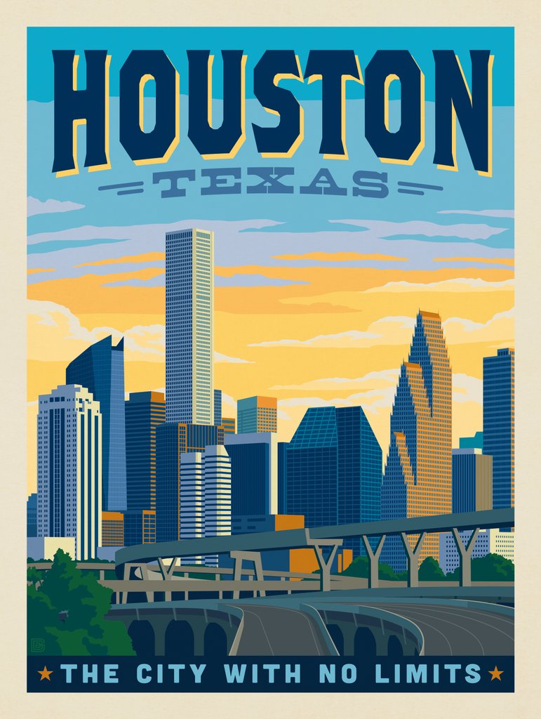 Houston, Texas: City With No Limits - Metal Sign - Artwork