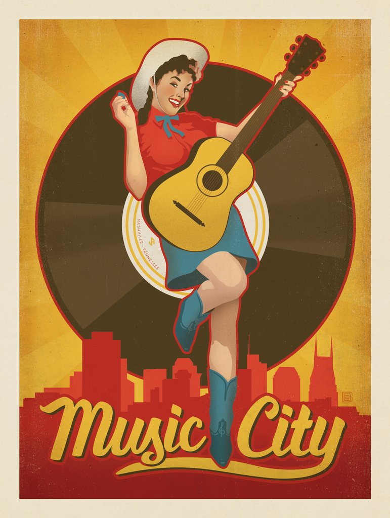 Music City Pinup Girl - Notecards - Artwork