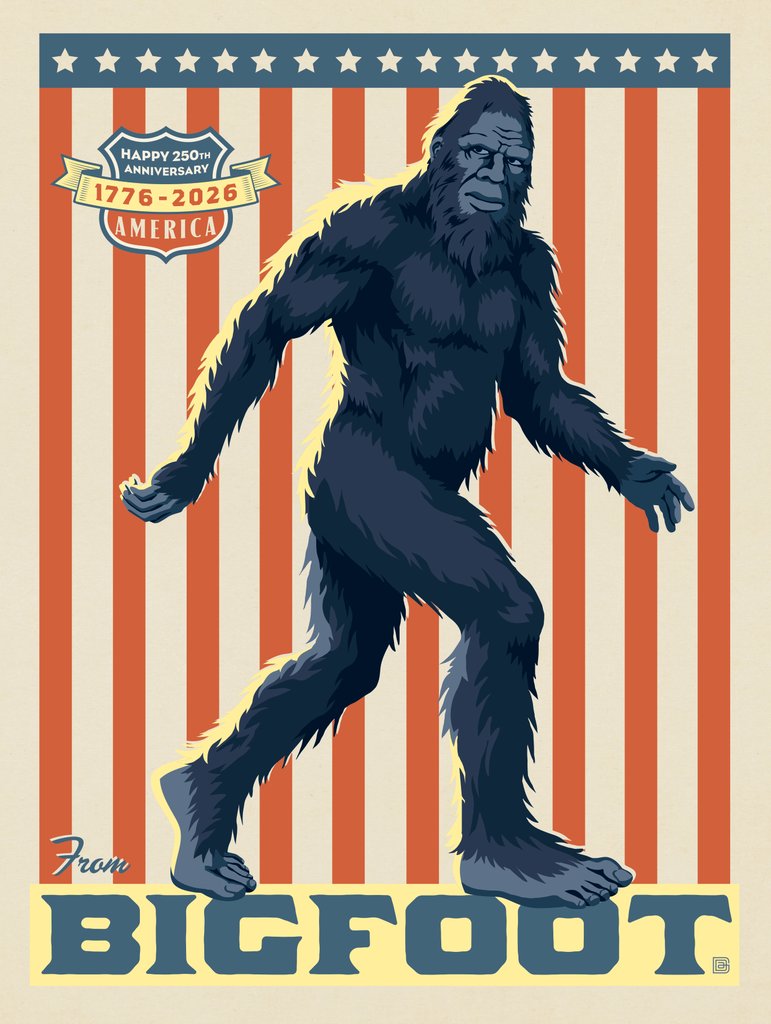 250th Anniversary USA: Bigfoot - Metal Sign - Artwork