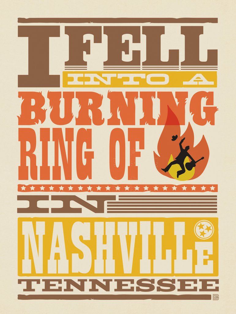 Lyric Print: Burning Ring Of Fire - Postcards - Artwork