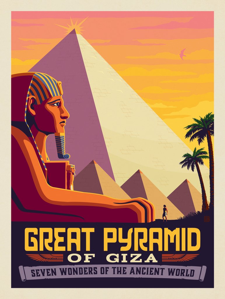 7 Wonders of the Ancient World: The Great Pyramid of Giza - Postcards - Artwork