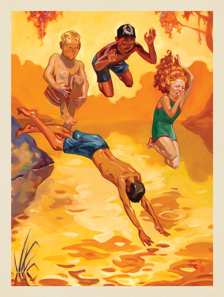 Wall Calendar 06-June: Summer Swimming Hole - Notecards - Artwork