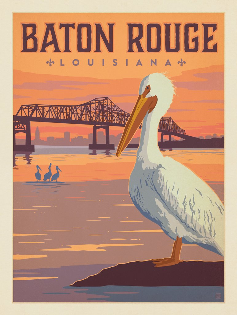 Baton Rouge, Louisiana - Art Print - Artwork