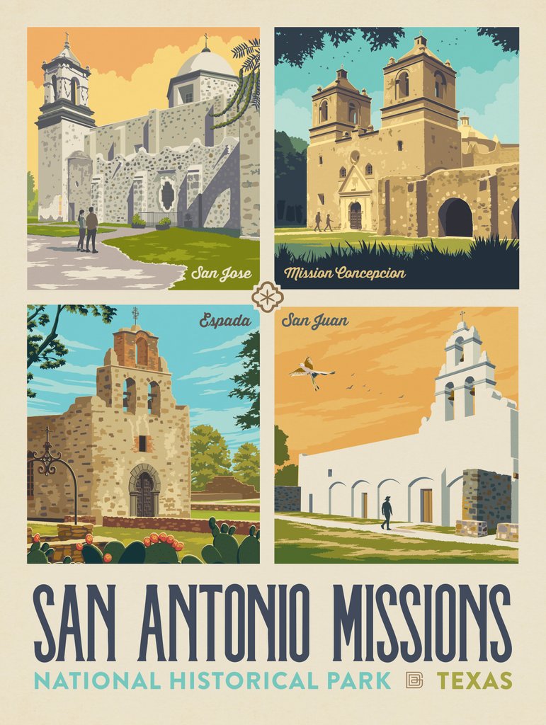 San Antonio Missions National Historic Park (Quad) - Art Print - Artwork