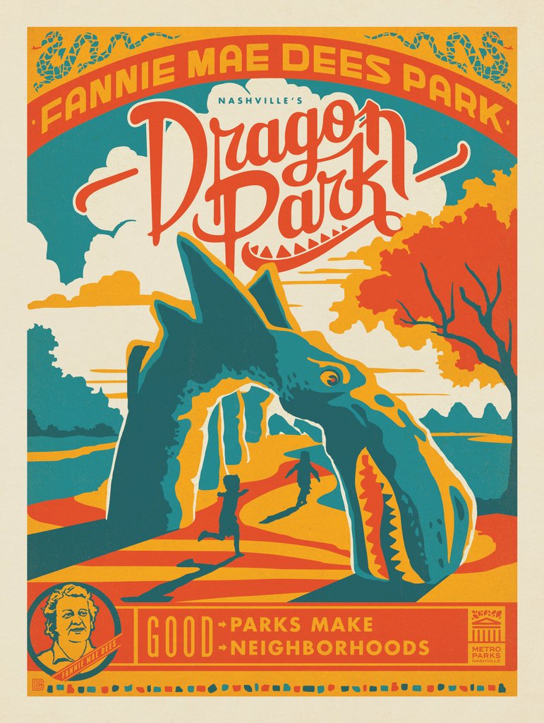 Metro Parks: Dragon Park - Metal Sign - Artwork