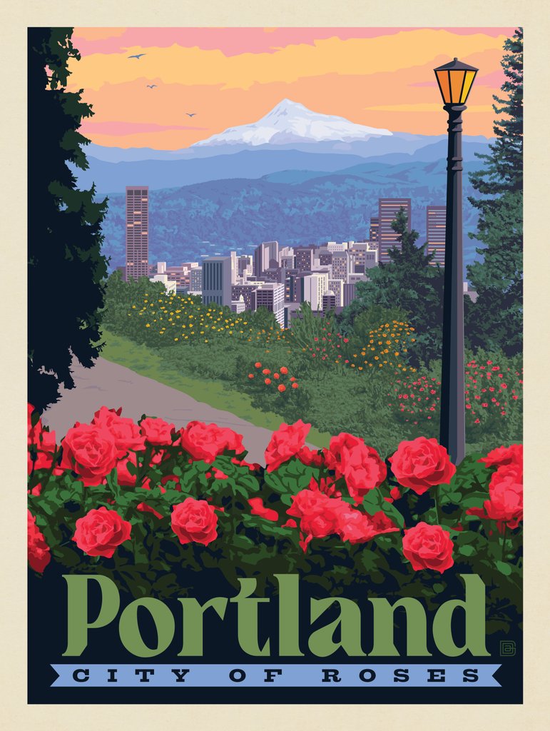 Portland, Oregon: City Of Roses - Metal Sign - Artwork