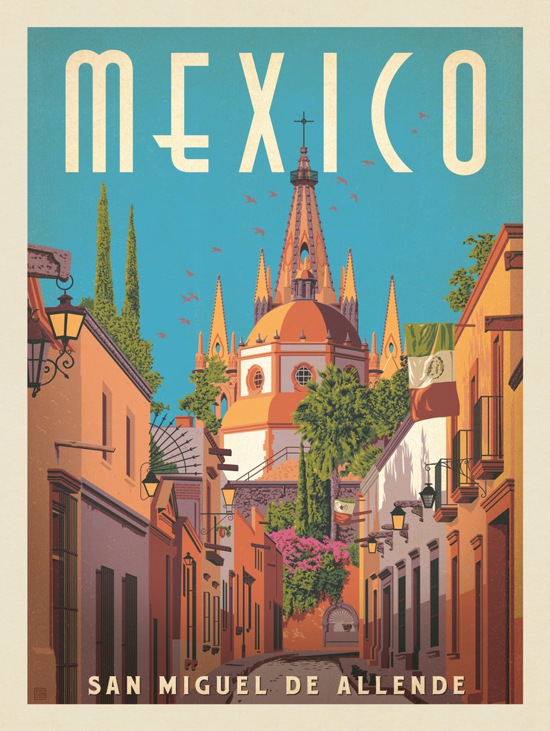 Mexico: San Miguel De Allende - Metal Sign - Artwork