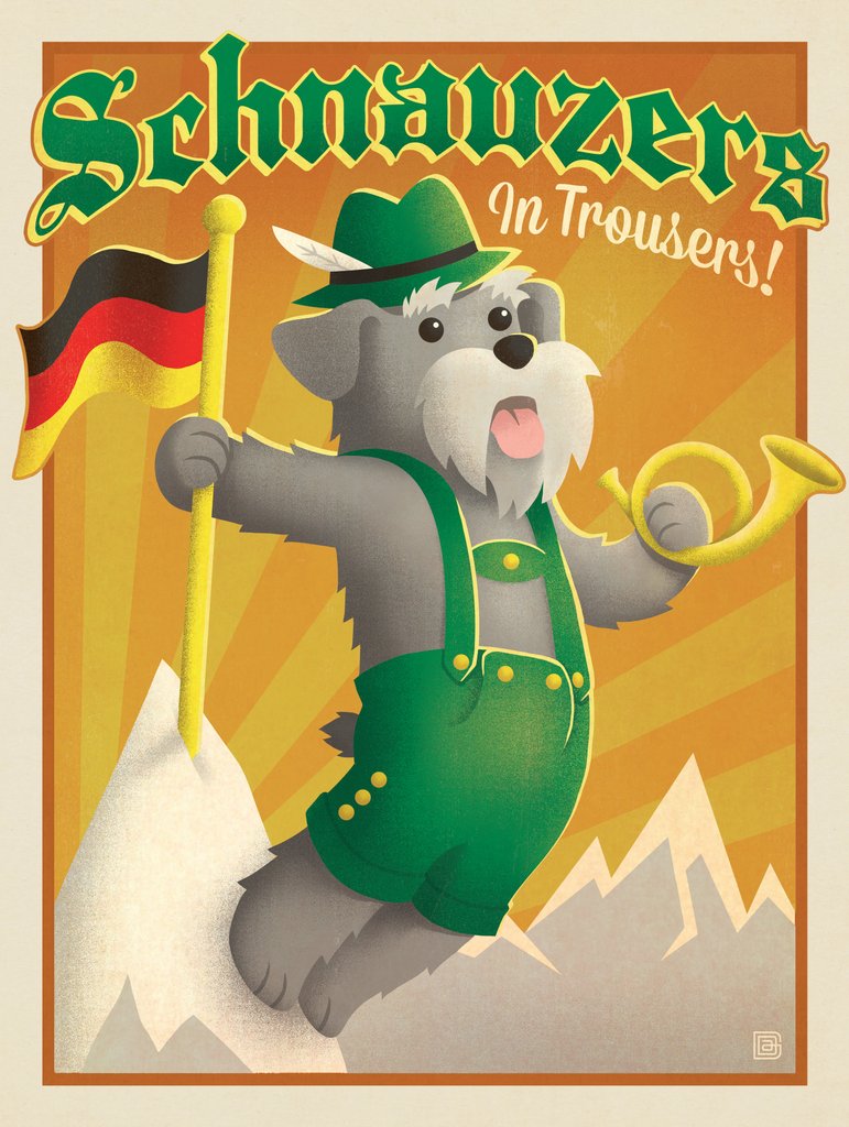 Schnauzers in Trousers! - Notecards - Artwork