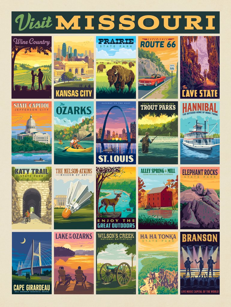 MO—Visit Missouri: Multi-Image Print - Postcards - Artwork