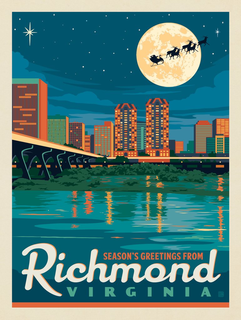 Season's Greetings From Richmond, VA! - Notecards - Artwork