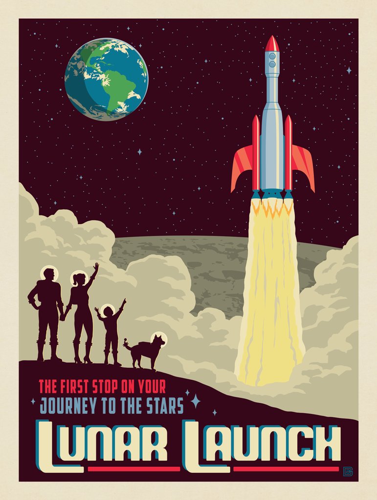 Lunar Launch - Metal Sign - Artwork