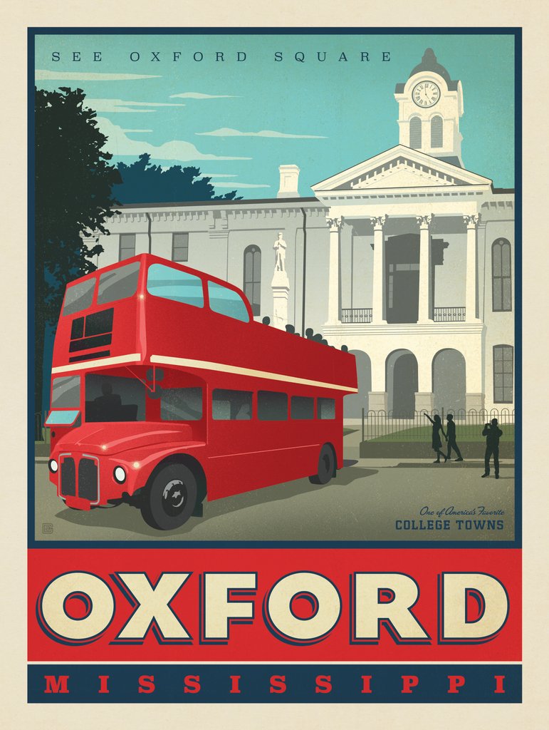 American College Towns: Oxford, Mississippi - Notecards - Artwork
