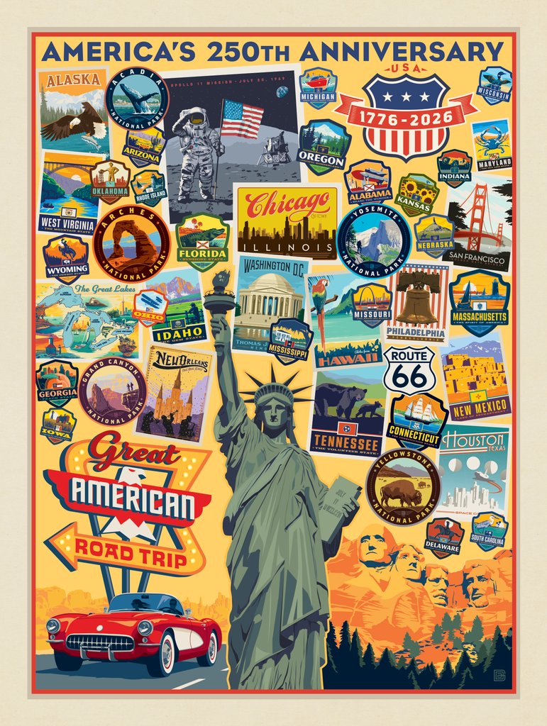 250th Anniversary USA: Liberty Collage (Vertical) - Metal Sign - Artwork