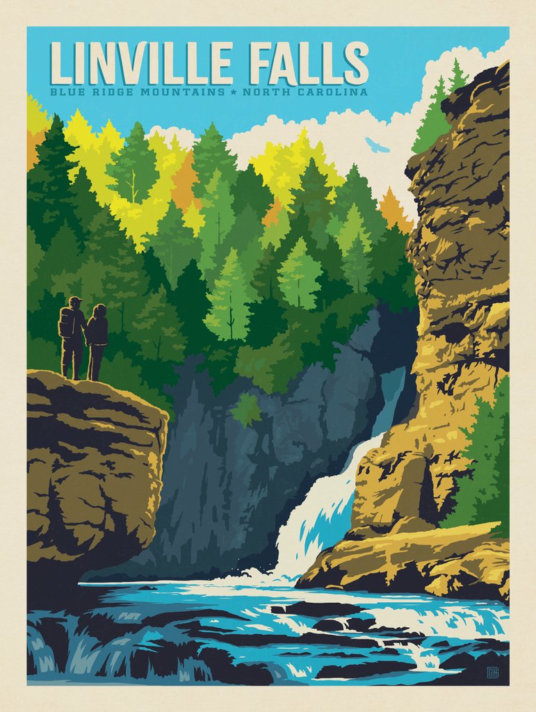 Linville Falls, North Carolina - Postcards - Artwork