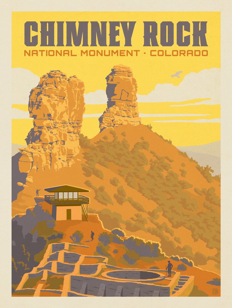 Chimney Rock National Monument, CO - Metal Sign - Artwork