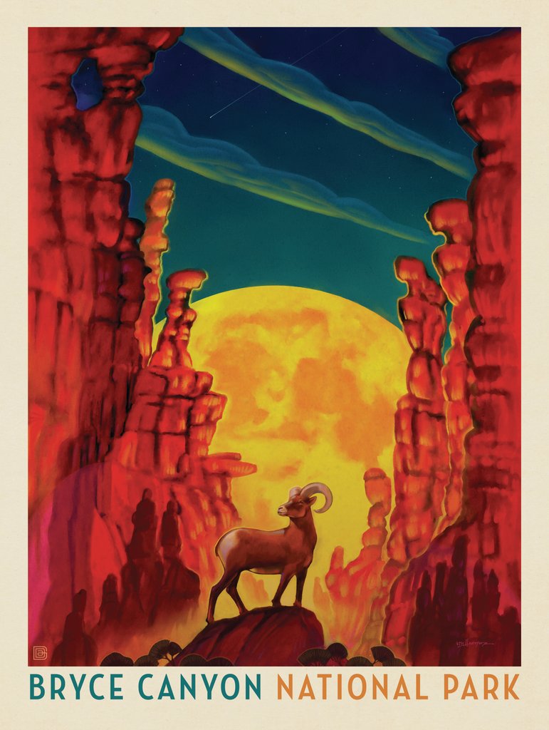 Bryce Canyon National Park: Moonrise - Postcards - Artwork