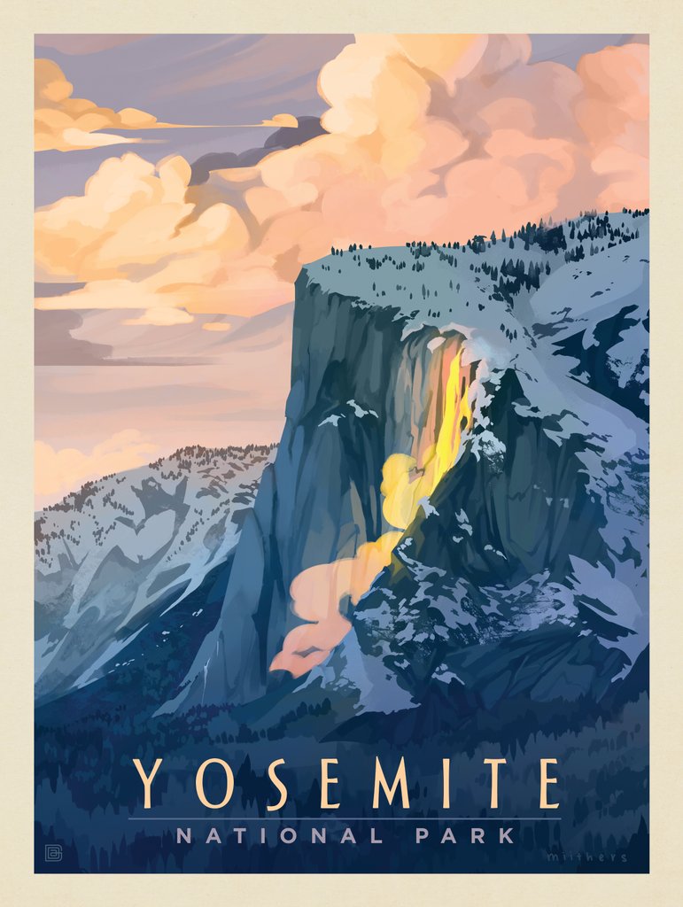 Yosemite National Park: Horsetail Fall - Notecards - Artwork