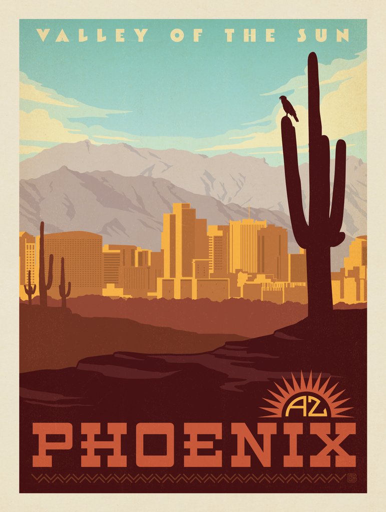 Phoenix, AZ - Notecards - Artwork