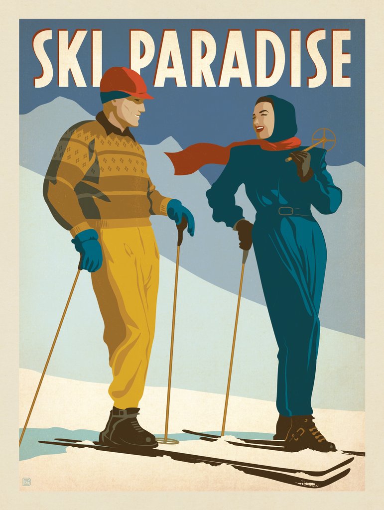 Classic Ski Design: Ski Paradise - Notecards - Artwork