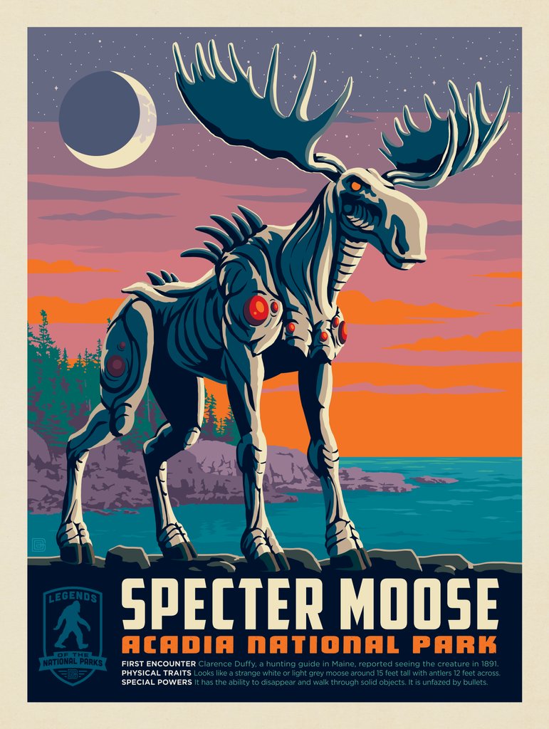 Legends Of The National Parks: Acadia's Specter Moose - Metal Sign - Artwork