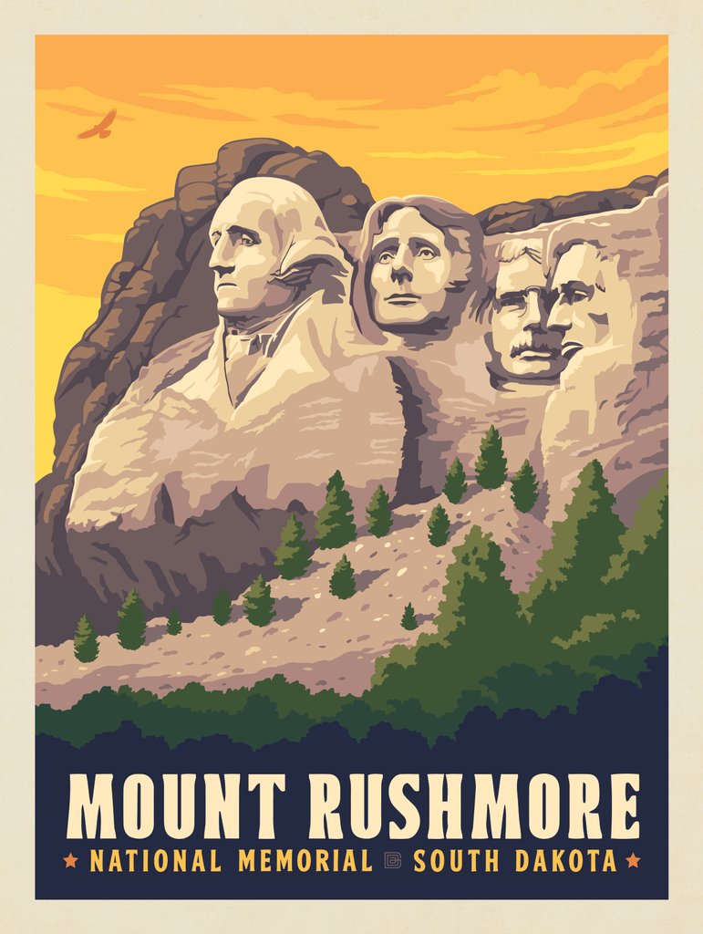 Mt Rushmore National Memorial: Side View - Art Print - Artwork