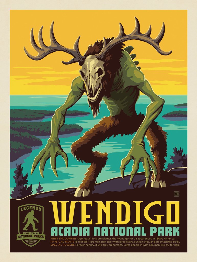 Legends Of The National Parks: Acadia's Wendigo - Notecards - Artwork