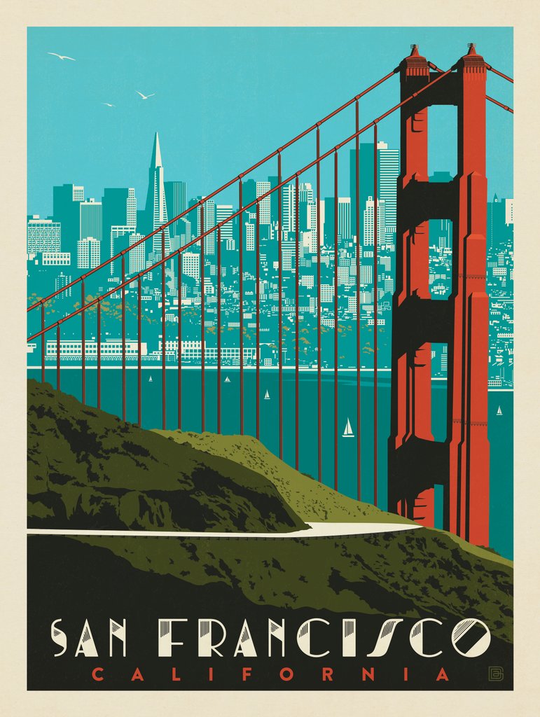 San Francisco: Golden Gate Bridge Skyline - Art Print - Artwork