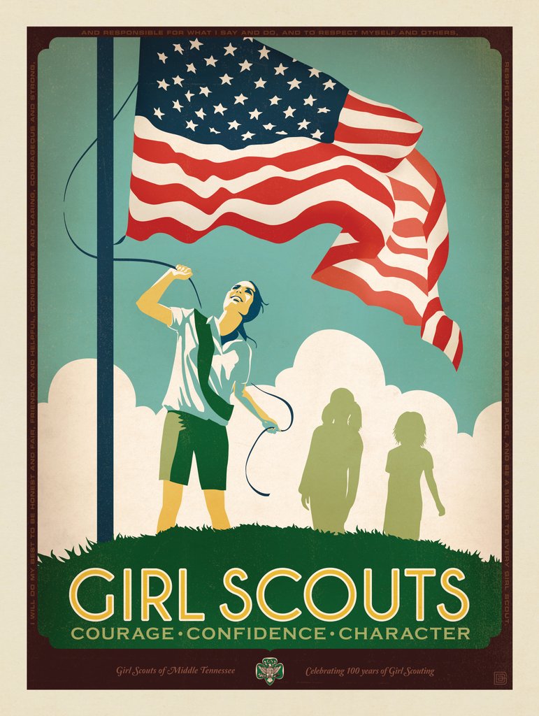 Girl Scouts: Flag Ceremony - Art Print - Artwork