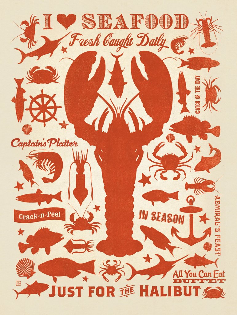 Lobster Pattern Print - Metal Sign - Artwork