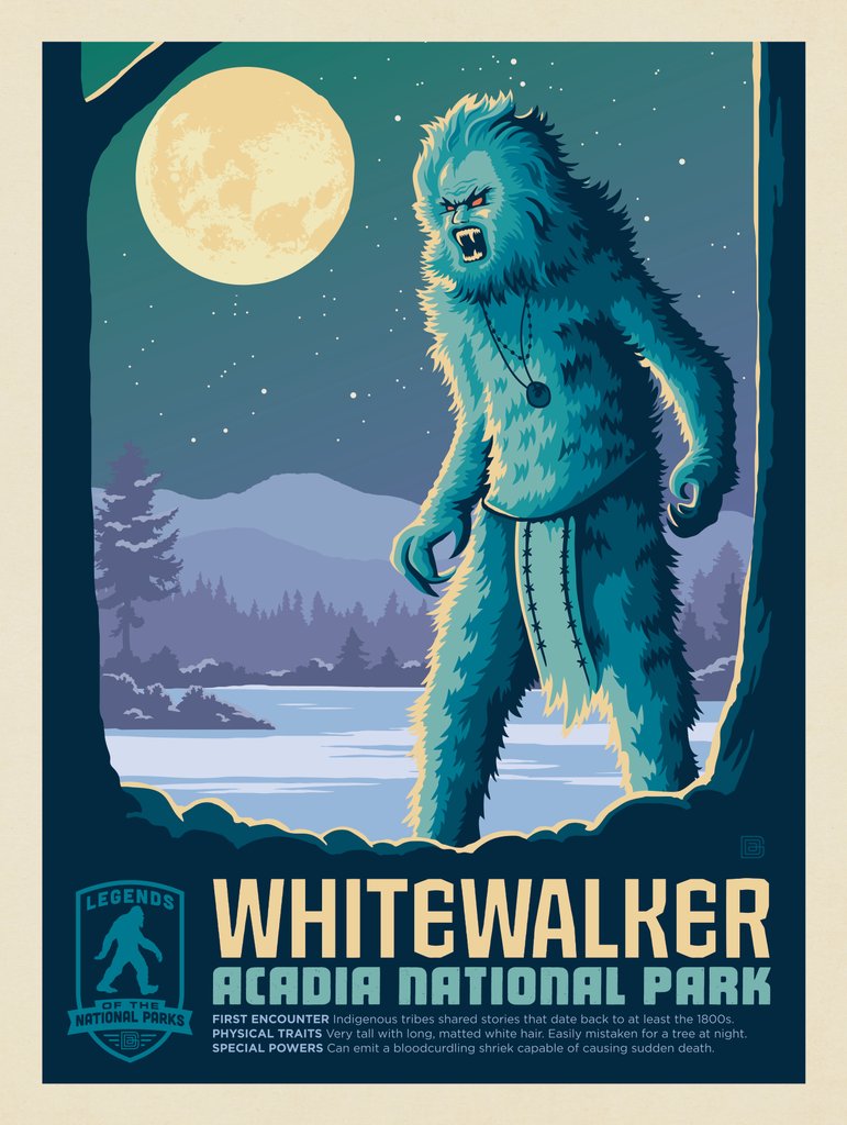 Legends Of The National Parks: Acadia's White Walker - Metal Sign - Artwork