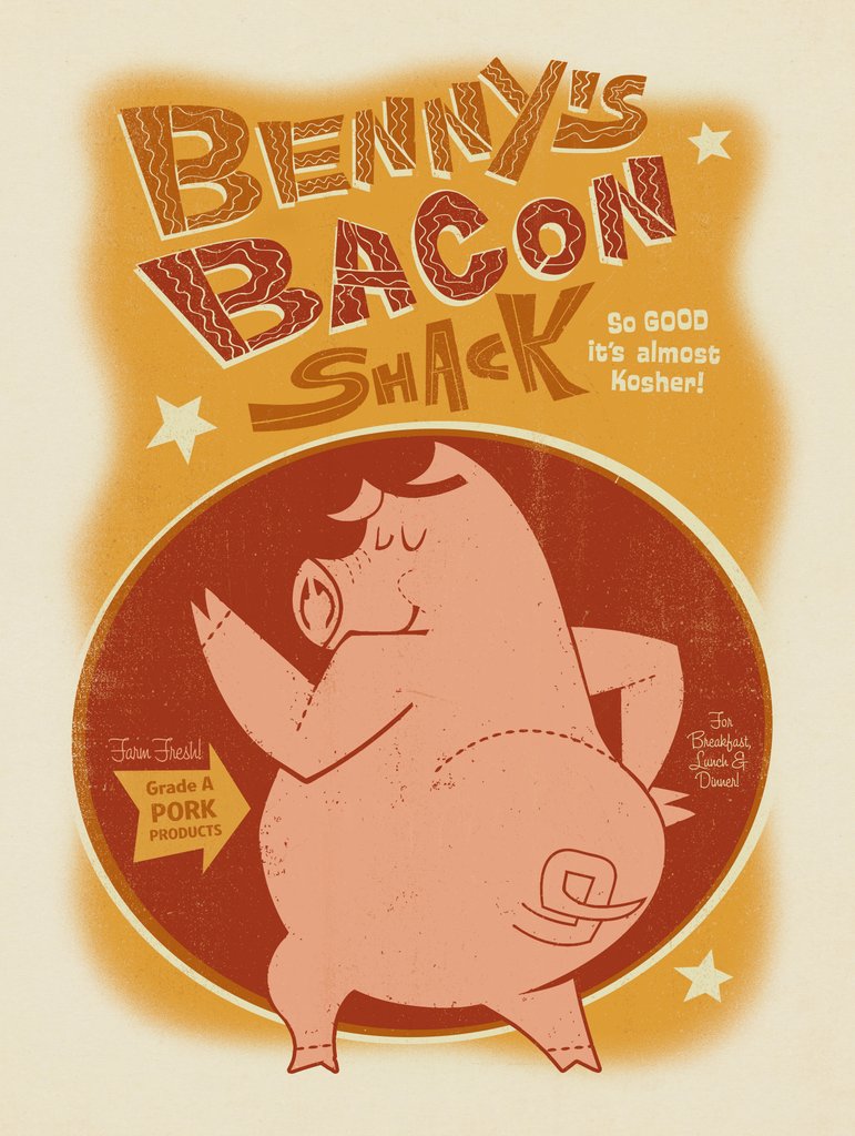 Benny’s Bacon Shack - Metal Sign - Artwork