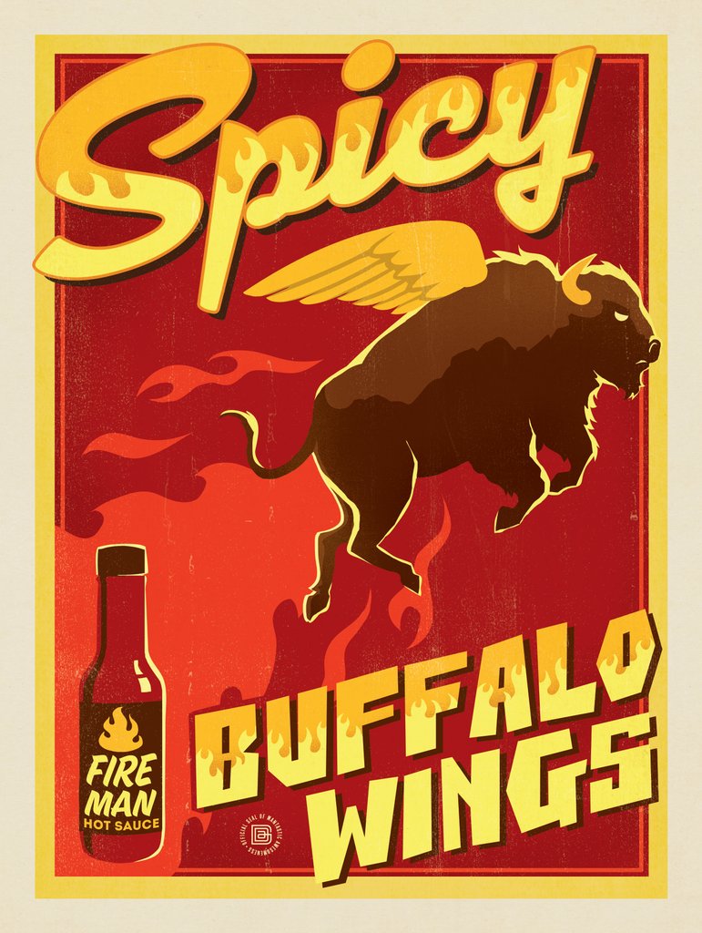 Spicy Buffalo Wings - Canvas - Artwork