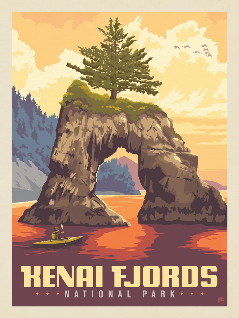 Kenai Fjords National Park: Kayaker - Canvas - Artwork