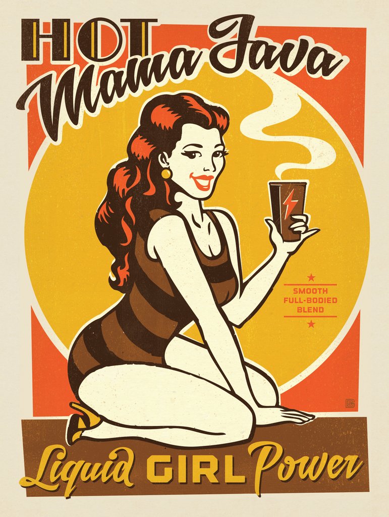 Hot Mama Java Coffee - Metal Sign - Artwork