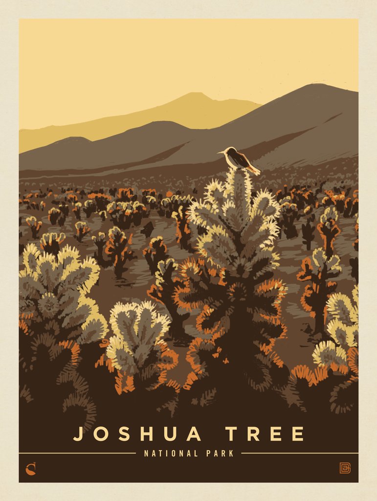 Joshua Tree National Park: Golden Hush - Metal Sign - Artwork