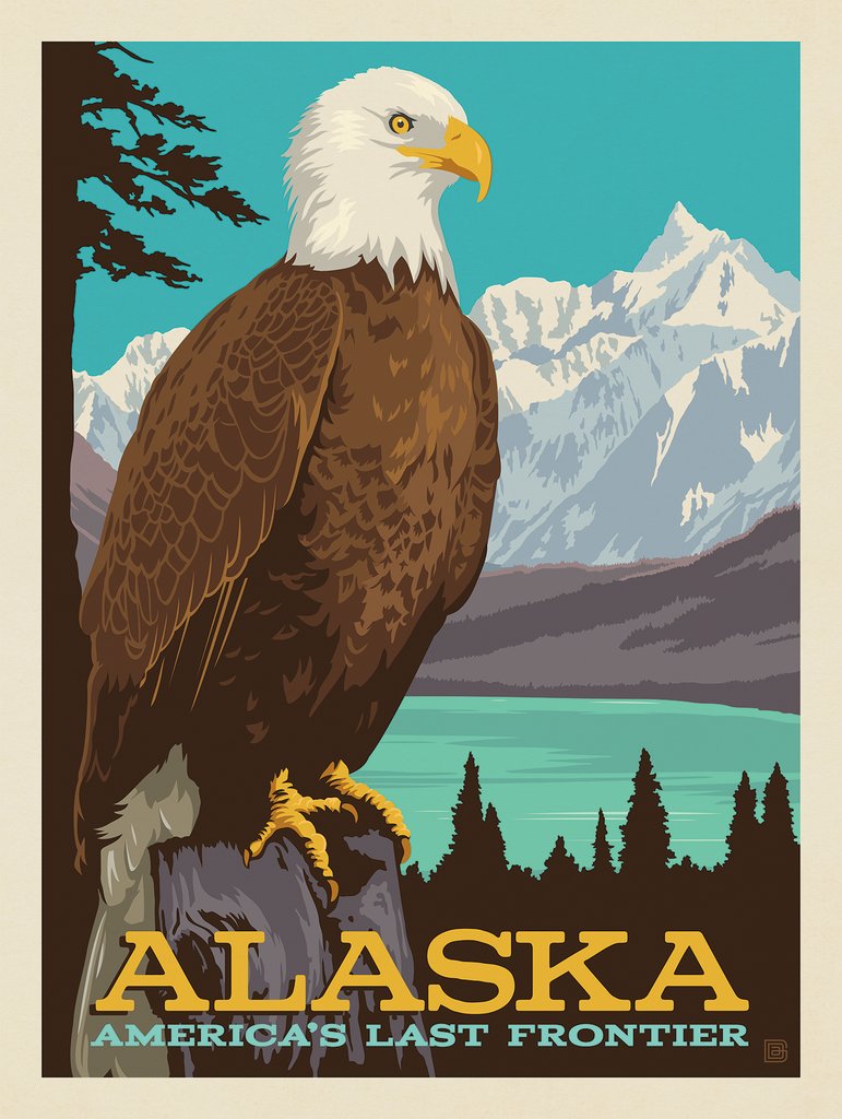 Alaska: Perched Eagle - Canvas - Artwork