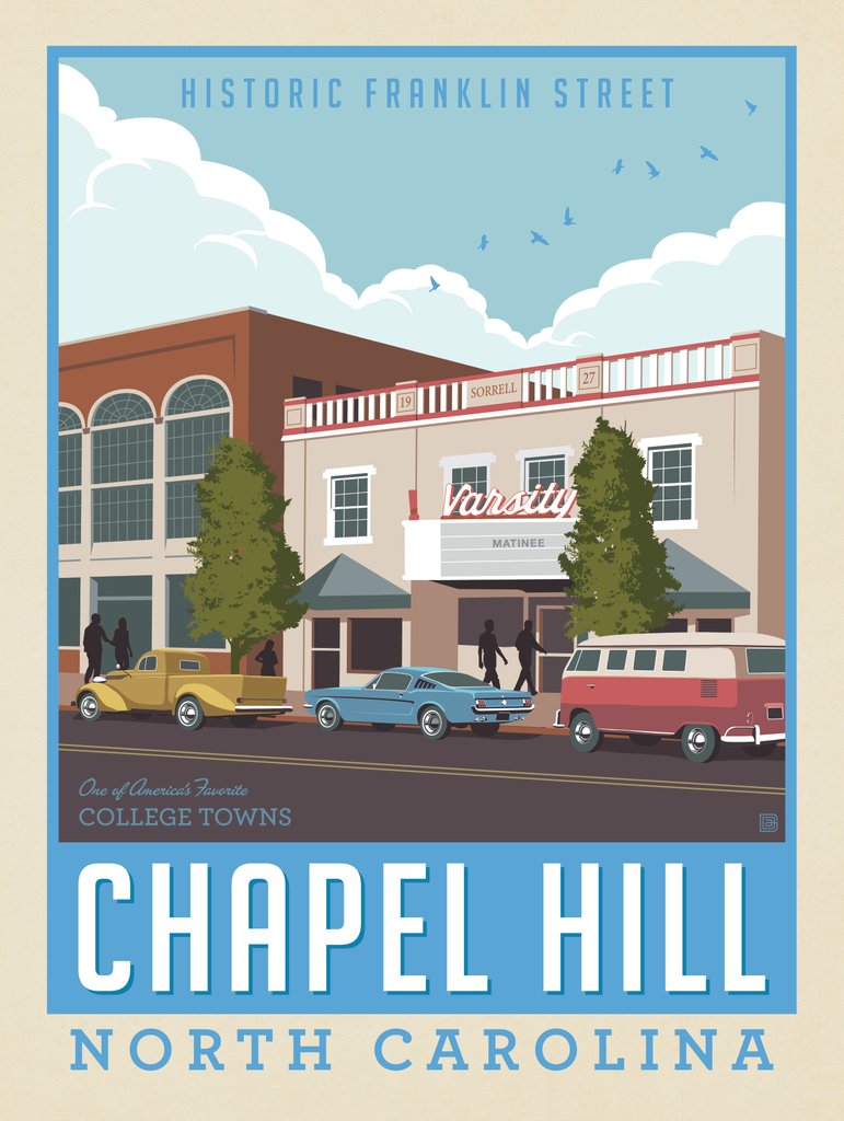 American College Towns: Chapel Hill, NC - Notecards - Artwork