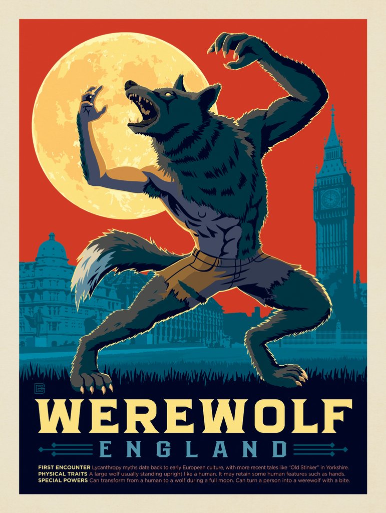 Mythical Creatures: Werewolf (England) - Notecards - Artwork