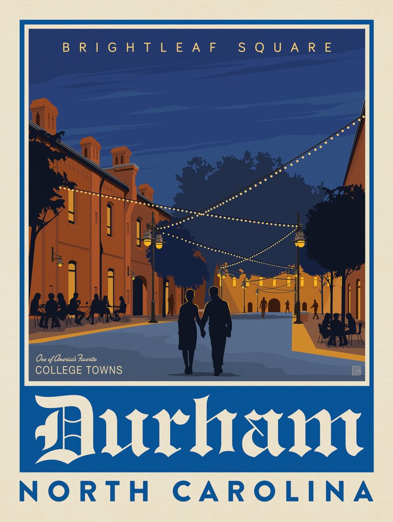 American College Towns: Durham, NC - Postcards - Artwork