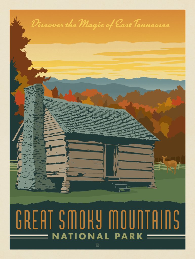 Great Smoky Mountains National Park: Cabin - Canvas - Artwork