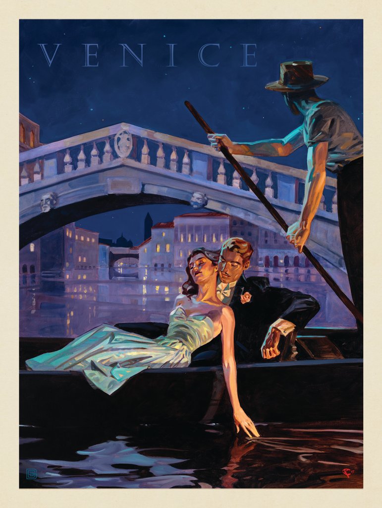 Italy: An Evening in Venice - Metal Sign - Artwork