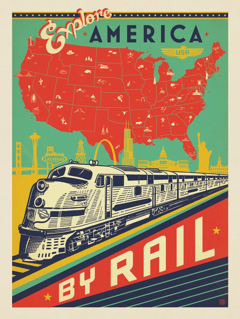 Explore America By Rail - Canvas - Artwork