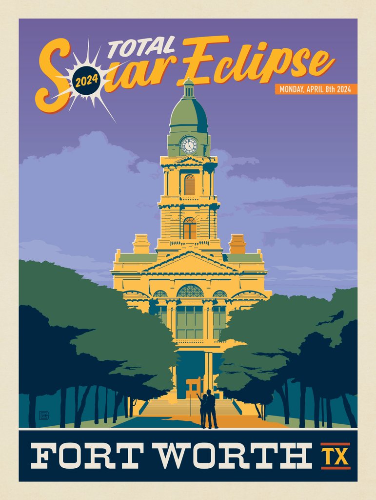 2024 Total Solar Eclipse: Fort Worth, Texas - Postcards - Artwork