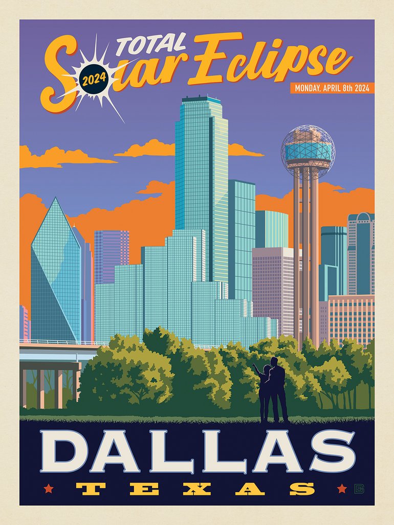 2024 Total Solar Eclipse: Dallas, Texas - Canvas - Artwork