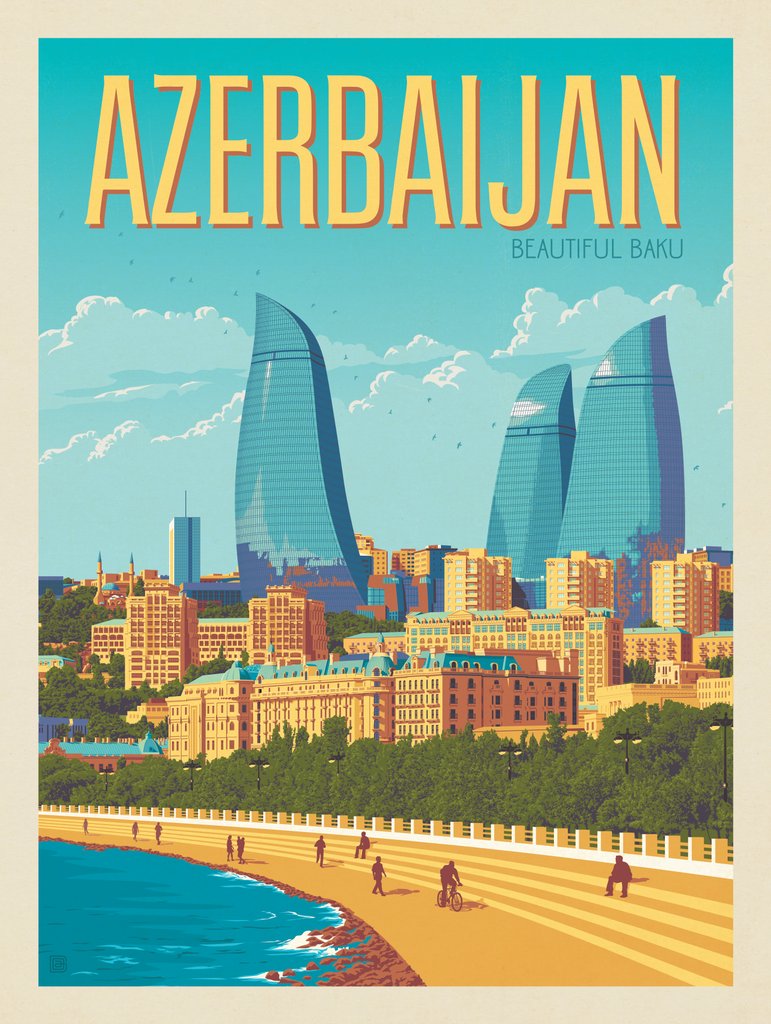 Azerbaijan: Baku - Metal Sign - Artwork