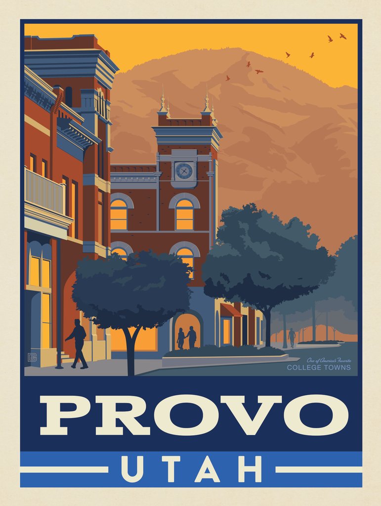 American College Towns: Provo, Utah - Canvas - Artwork