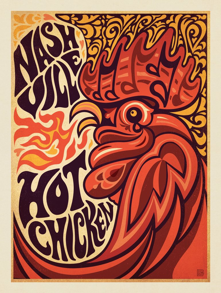 Nashville Hot Chicken (Groovy White) - Notecards - Artwork