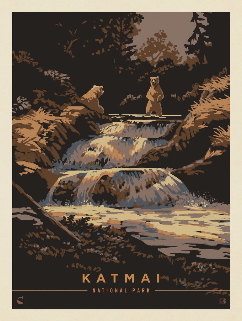 Katmai National Park: Bathing Bears - Art Print - Artwork